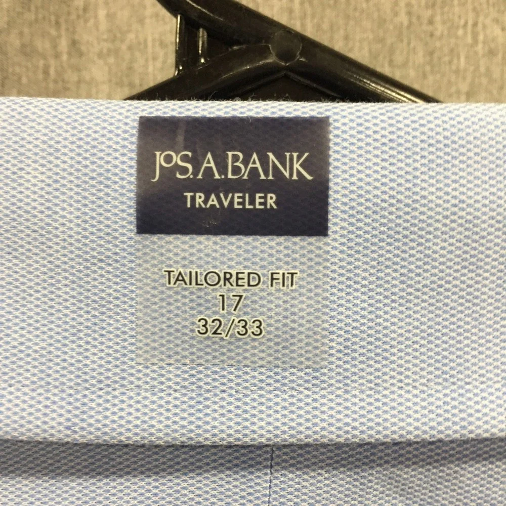 Jos. A. Bank Mens XL Traveler's Collection Tailored Fit Blue Cotton Shirt